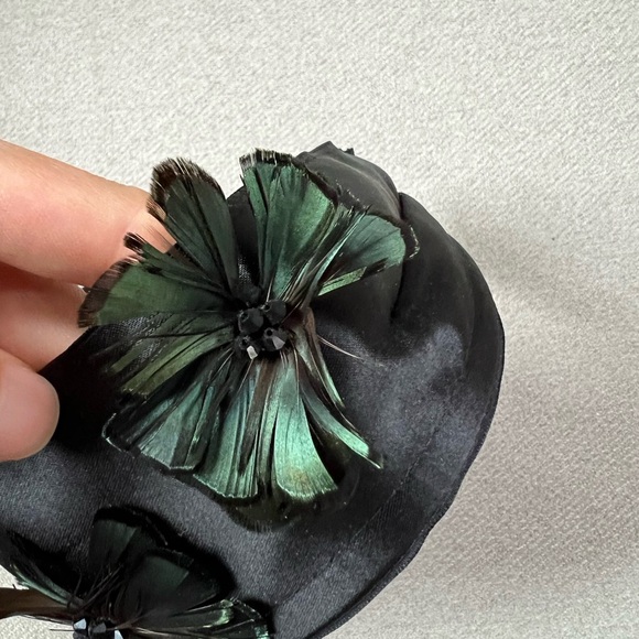Jennifer Ouellette silk headband with feather flower details. main image 7